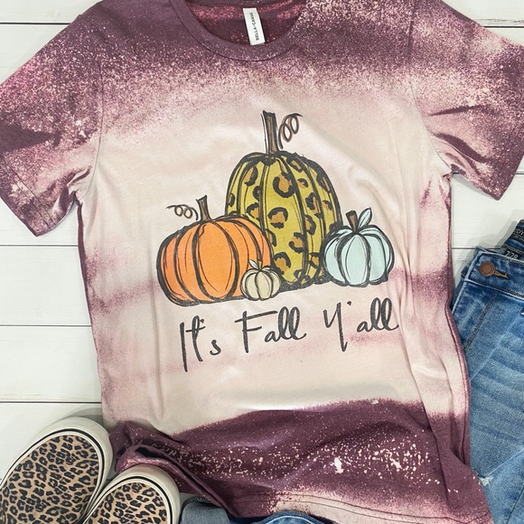 It’s fall y’all Bleached Tshirt Ready to ship - Picture 1 of 2